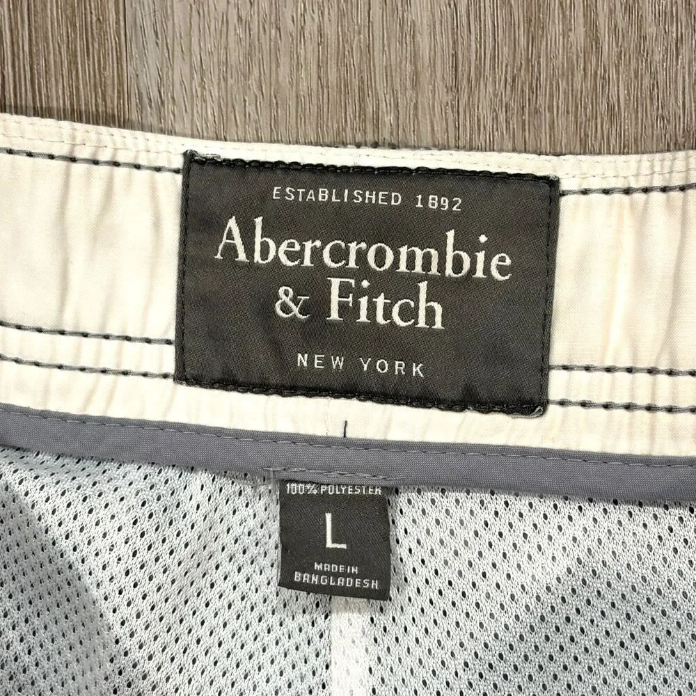 Vintage 00s Y2K Abercrombie & Fitch Swim Trunks Men Large Gray White Floral Surf